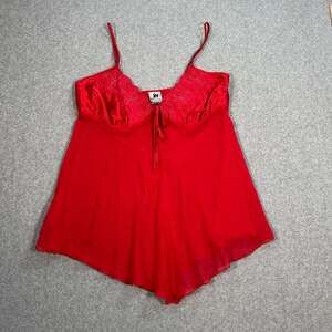 Junction West Sleep Red Lingerie Nightie Size Small Satin Sheer Mini Slip